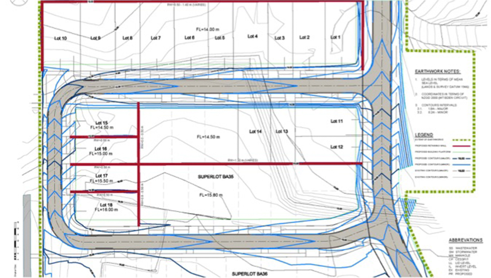 civil site plan contours hobsonville